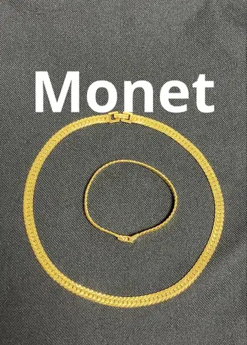 컨디션 최상 Monet 모네 골드색 목걸이 팔찌 2개 세트