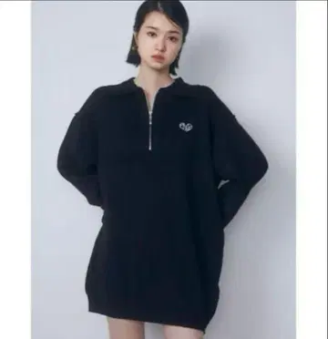 EMODA 하프 지퍼 오버 미니 원피스 BK