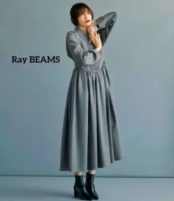 Ray BEAMS RBS 레이빔즈 핀턱 개더 원피스 그레이