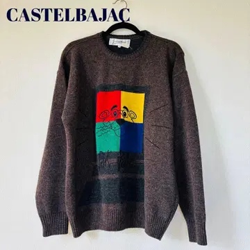 까스텔바작 긴팔 니트 스웨터 브라운 계열 이탈리아제 자수