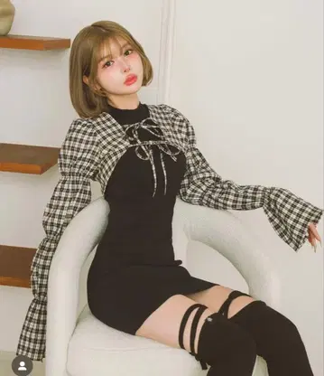 다리치 셔링 볼레로 미니 원피스