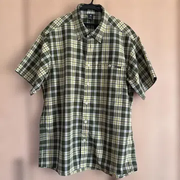 몽벨 반팔 셔츠 XL 그린 계열 체크
