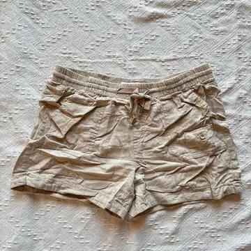 베이지 숏팬츠 허리밴딩 하프 팬츠 린넨 하의