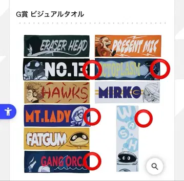 나의 히어로 아카데미아 비주얼 타월 제일복권 5장 세트