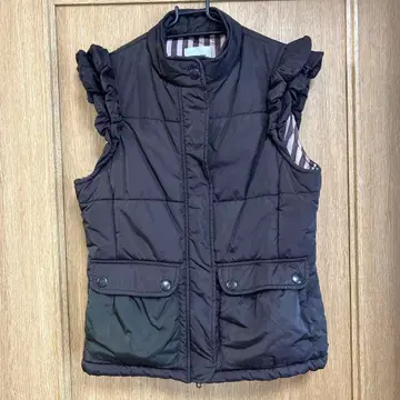 MOSCHINO CHEAPANDCHIC 브라운 프릴 다운 베스트
