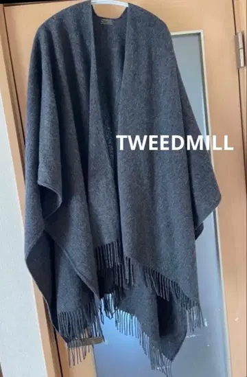 TWEEDMILL 트위드밀 판초 스톨 다크 그레이 울