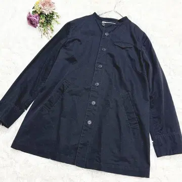 메종 드 플라주 [ F ] 코튼 모즈 코트 노카라 캐주얼 블랙