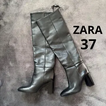 ZARA 가죽 니하이 부츠 블랙 37