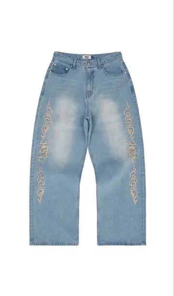 HOODHOOD 라이트 블루 데님 팬츠 와이드 레그