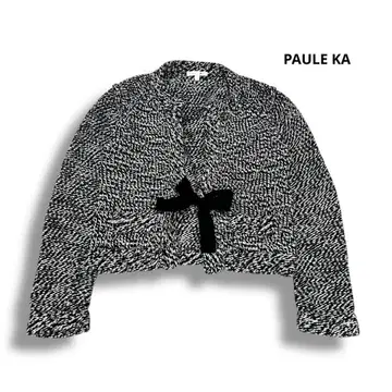 PAULE KA 니트 M 니트 자켓 리본 블랙 화이트