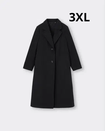 미사용 새상품 GU 코지 멜톤 테일러드 코트 긴 길이 블랙 3XL