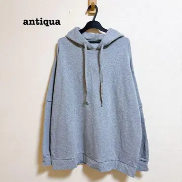 새상품급 antiqua 이소재 절개 후드티 데님