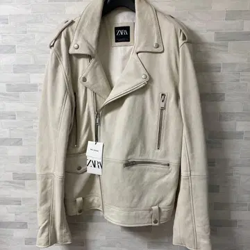 ZARA 리얼 가죽 라이더 자켓 화이트