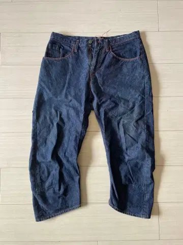 KATO 카토 3D 입체 재단 크롭 데님 팬츠 신치 벨트