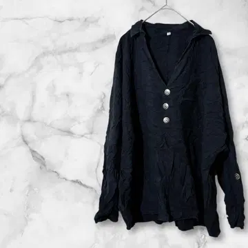 새상품급 블랙 [3XL] 버튼 긴팔 셔츠 긴팔 튜닉