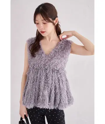 tocco closet 샤기 페플럼 상의 그레이