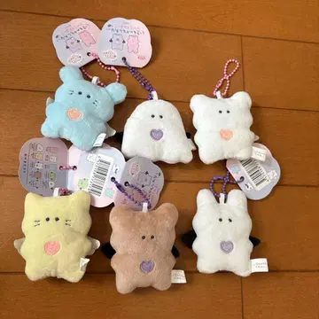 곰 모양 봉제 인형 키링 6세트