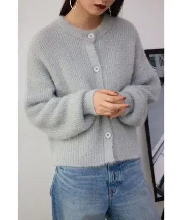 AZUL by moussy 그레이 라메 믹스 가디건