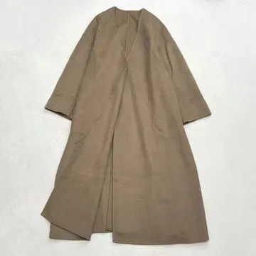 플라주 해밀턴 노카라 코트 36 A라인 롱 내추럴 루즈핏