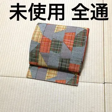 미사용 전통 격자 십자가 무늬  후쿠로 오비