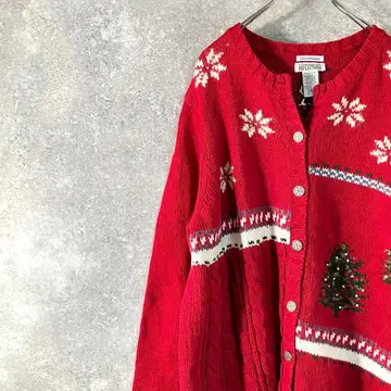 NORTHERN REFLECTIONS 가디건 니트 긴팔 레드