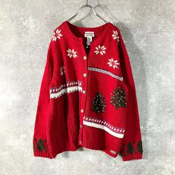 NORTHERN REFLECTIONS 가디건 니트 긴팔 레드