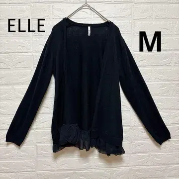 ELLE 프릴 니트 가디건 블랙 여성용 38 사이즈 겉옷 가을/겨울