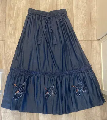 Juana de Arco 플레어 스커트 네이비 블루