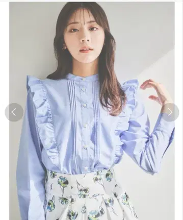 Te chichi 브로드 핀턱 프릴 블라우스 블루