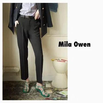 택 포함 미사용 새상품 Mila Owen 미라 오웬 뒷밴딩 테이퍼드 팬츠