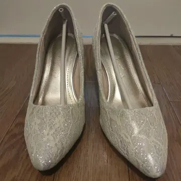 화이트 레이스 하이힐 약 7cm