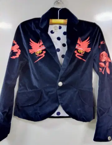 ku USA 자수 벨벳 자켓 네이비