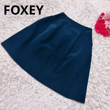 FOXEY 플레어 스커트 실크 100% 42 큰 사이즈