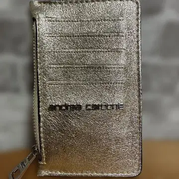 andrea cardone 천연 가죽 골드 카드 케이스