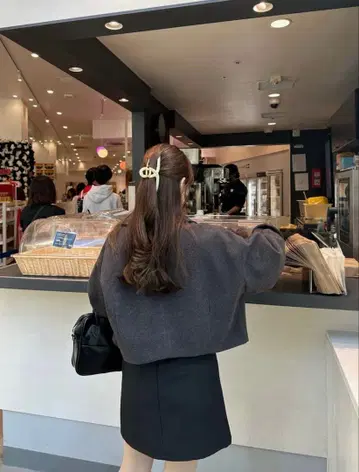 스텐 칼라 쇼트 아우터 차콜 M 사이즈
