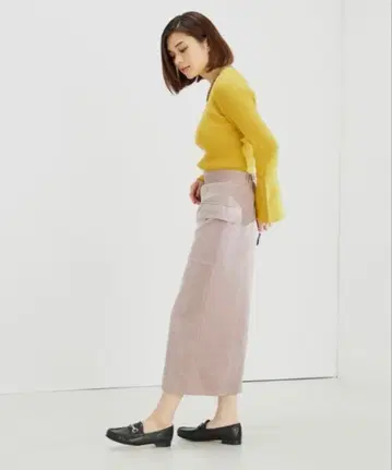 스커트 [손세탁 가능] 스트레치 혼방 얇은 코듀로이 포켓 스커트