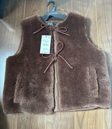 ZARA 브라운 플리스 베스트 M