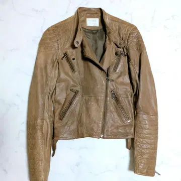 빈티지 더블 라이더 자켓 퀼팅 램 가죽 쇼트 기장 M