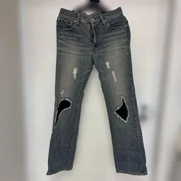 gomme 데미지 가공 그레이 스트레이트 데님 56G