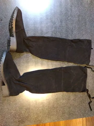 블랙 스웨이드 니하이 부츠 26cm