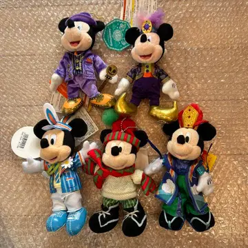 디즈니 봉제 인형 배지 미키 5개 세트 택 포함