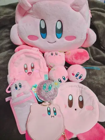 커비 봉제 인형 백 키링 파우치 세트