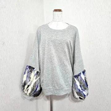 ZARA 볼륨 퍼 슬리브 풀오버 그레이 ( L~XL 상당 ) 개성적