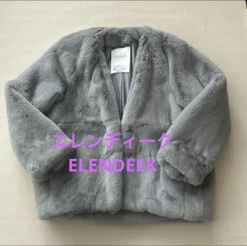 ELENDEEK 블루종 인조 모피 퍼 코트 숏코트