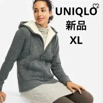 [ 새상품 ] UNIQLO 보아 맨투맨 풀 집업 후드티 다크 그레이 XL