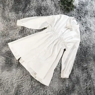 GRL [ M ] 셔링 셔츠 원피스 긴팔 화이트 심플