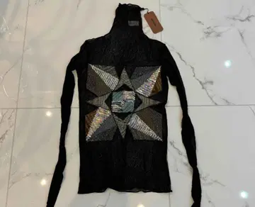 MISSONI 블랙 터틀넥 스팽글 자수 상의