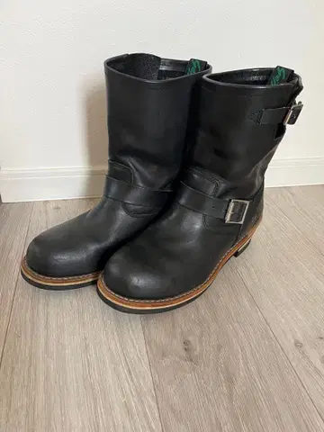 getter grip 블랙 가죽 엔지니어 부츠 UK8