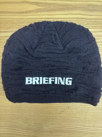 BRIEFING 니트 모자 네이비 화이트 로고