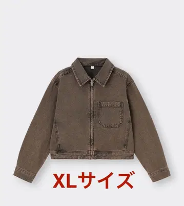 [ 미사용 새상품 ] GU 데님 집업 블루종 브라운 XL 사이즈
